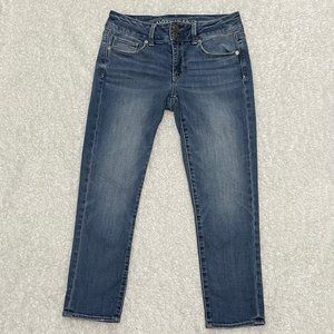 American Eagle Womens Artist Crop Super Stretch Jeans Light Blue Wash Size 4